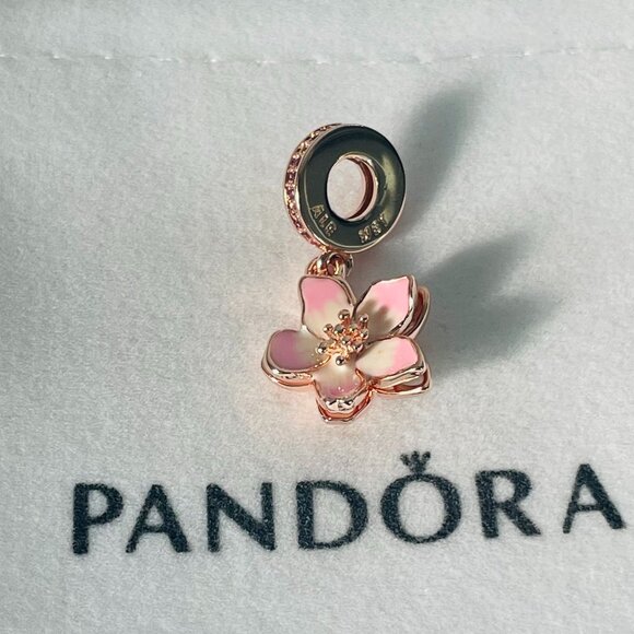 Pandora Cherry Blossom Dangle Charm Rose Gold-Plated - Picture 1 of 4